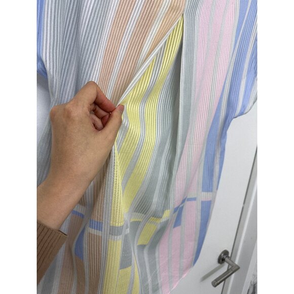 Akris Pastel Stripe Bars Print Zip Top Blouse Cotton Variazioni Colorblock 4 - Picture 11 of 12